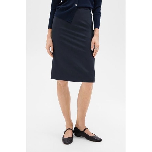 Theory Navy Blue Golda 2 Pencil Skirt Office Career Wear Women's Size 10 - Picture 1 of 8